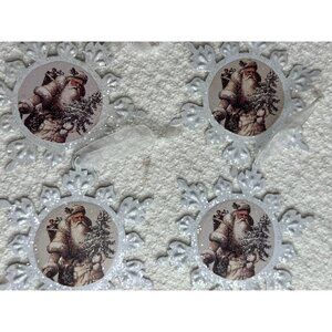 Santa Claus Snowflake Christmas Ornaments Set Of 8 Tin Hanging